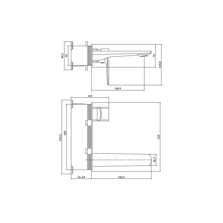 Cersanit S951-386 - Tvättställsblandare för dold installation LARGA skinande krom