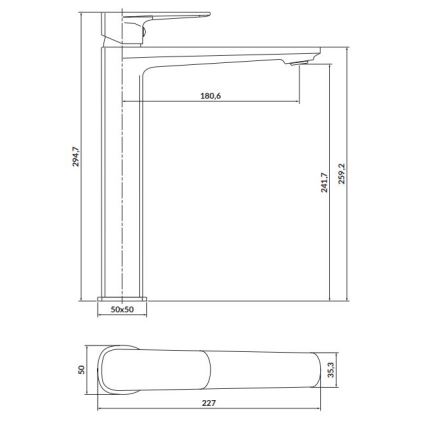 Cersanit S951-392 - Tvättställsblandare LARGA 29,5 cm blank krom