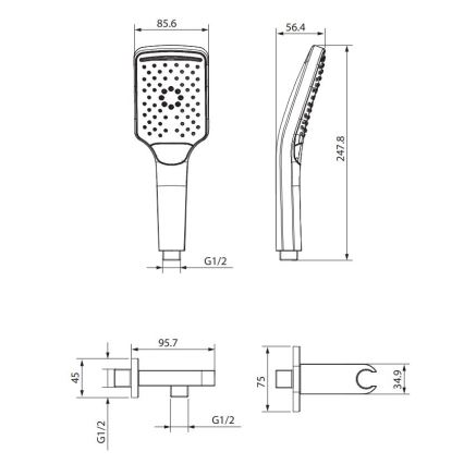 Cersanit S951-513 - Duschset LARGA svart