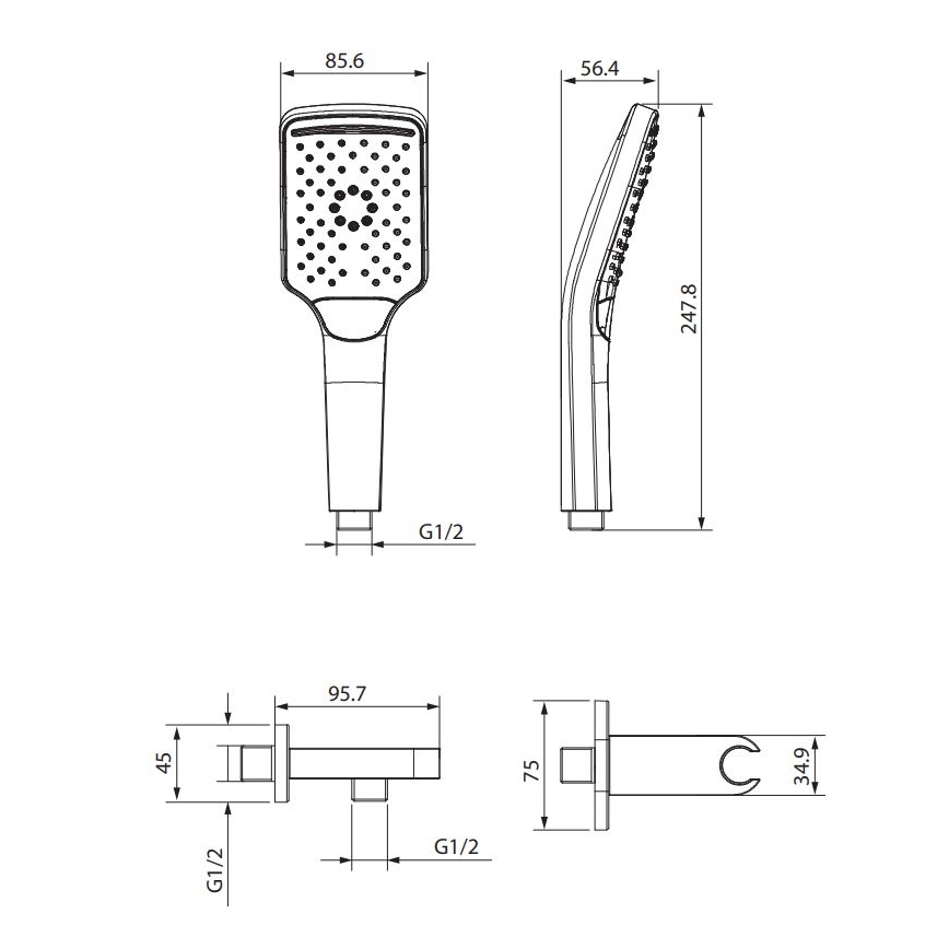 Cersanit S951-513 - Duschset LARGA svart