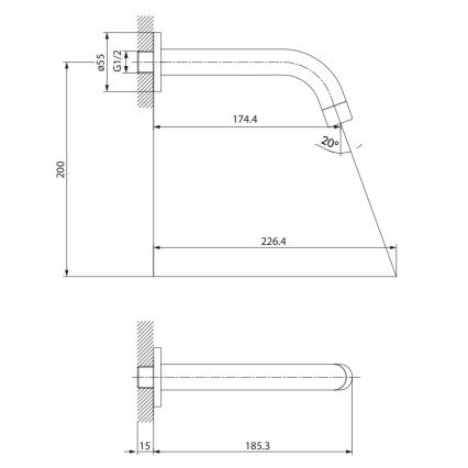 Cersanit S951-553 - Pip för inbyggd montering ZEN skinande krom