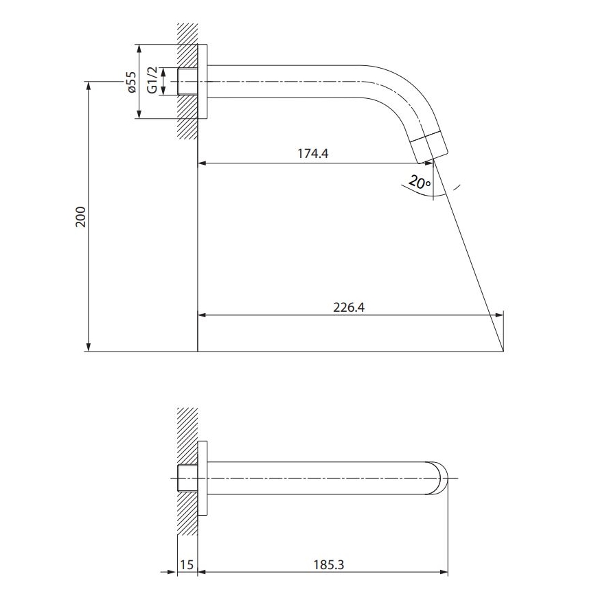 Cersanit S951-553 - Pip för inbyggd montering ZEN skinande krom