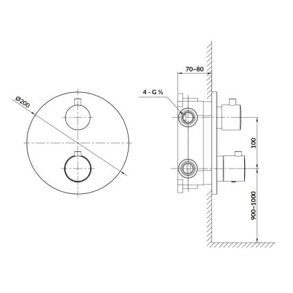 Cersanit S951-564 - Termostatisk duschkran för dold installation ZEN skinande krom