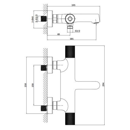 Cersanit S951-566 - Termostatisk Badkran ZEN svart