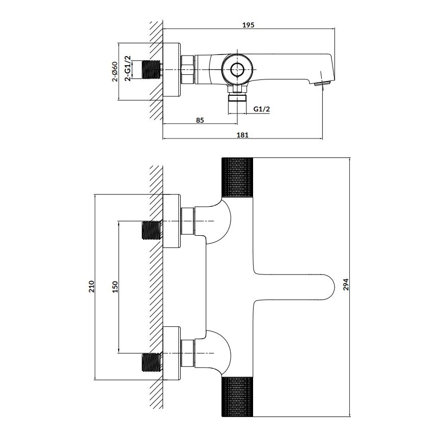 Cersanit S951-566 - Termostatisk Badkran ZEN svart