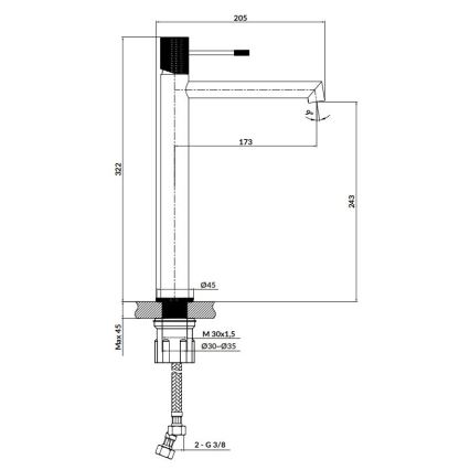 Cersanit S951-592 - Kran till handfat ZEN 32,2 cm skinande krom