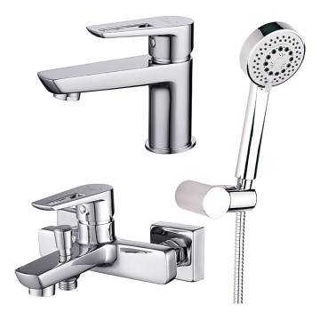 Cersanit S952-003 -Badkarsset med kran + tvättställsblandare MILLE skinande krom