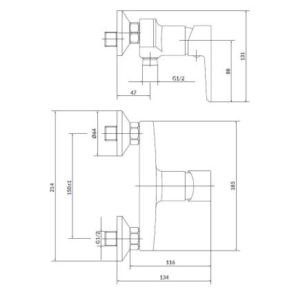 Cersanit S952-004-Dusch med kran + tvättställsblandare MILLE skinande krom