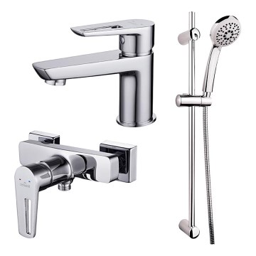 Cersanit S952-004 - Duschset med blandare + MILLE tvättställsblandare i blank krom