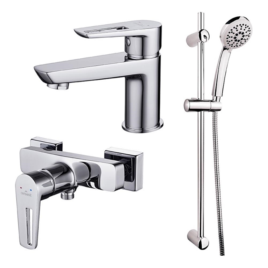 Cersanit S952-004 - Duschset med blandare + MILLE tvättställsblandare i blank krom