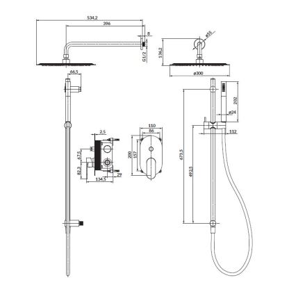 Cersanit S952-009 - Duschset med inbyggd CREA-blandare svart