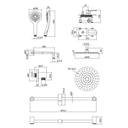 Cersanit S952-011 - Duschset med dold kran MODUO skinande krom