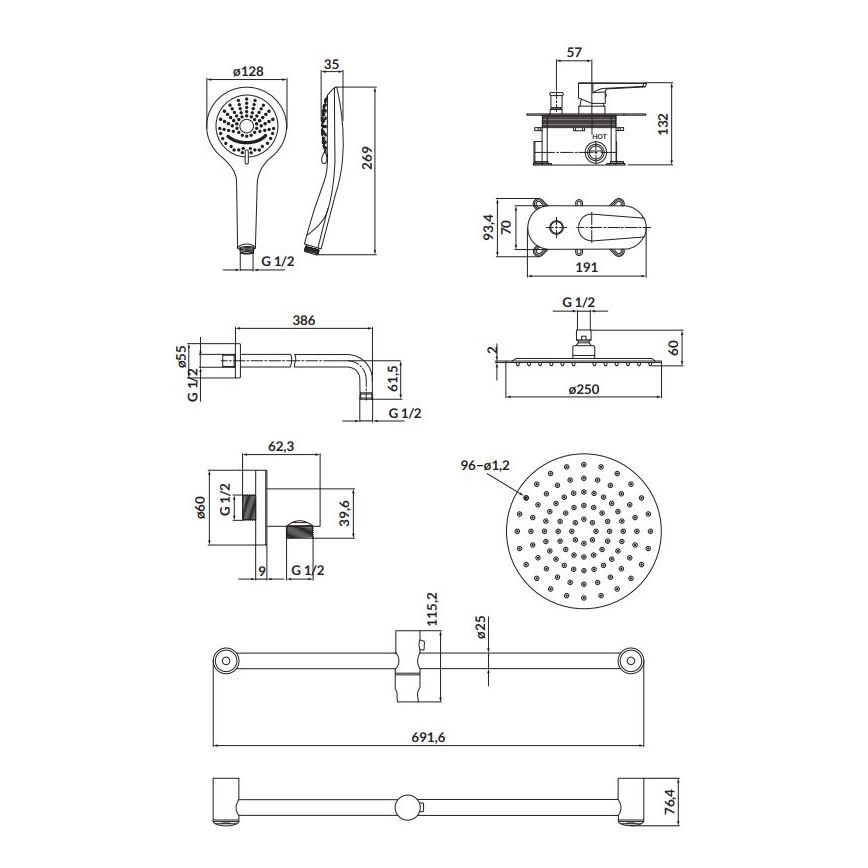 Cersanit S952-011 - Duschset med dold kran MODUO skinande krom