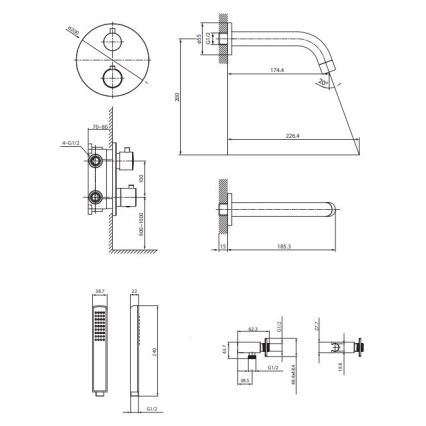 Cersanit S952-034 - Badset med termostatisk dold kran ZEN skinande krom