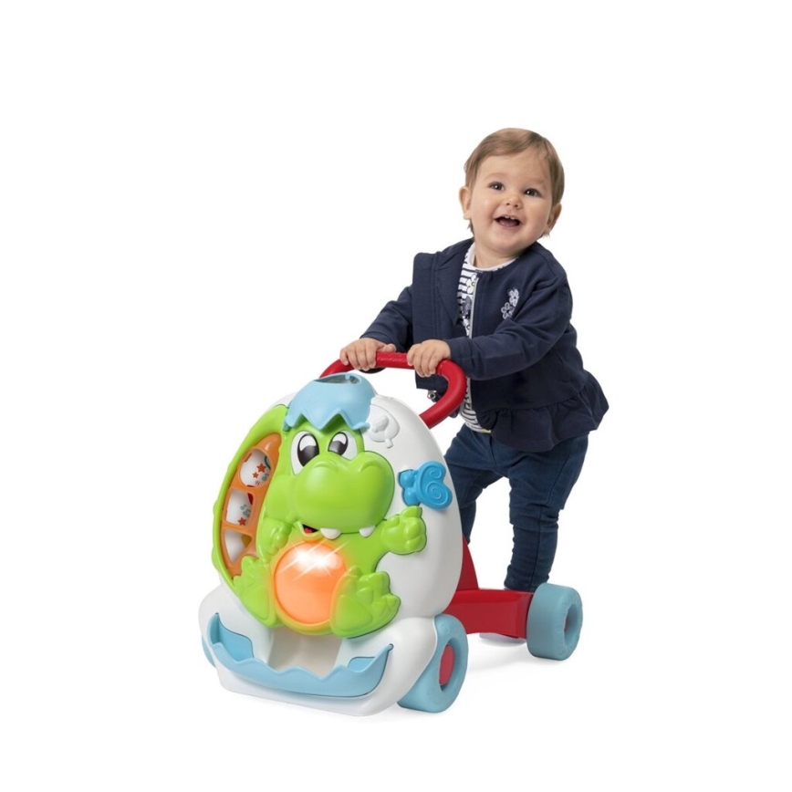 Chicco - Lära-gå-stol med aktiviteter och zvukem 2i1 DINO 2xAA