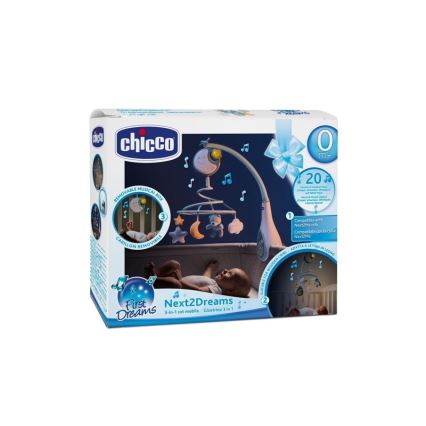 Chicco - Spjälsäng mobil med musik 3i1 NEXT2DREAMS 3xAA blå