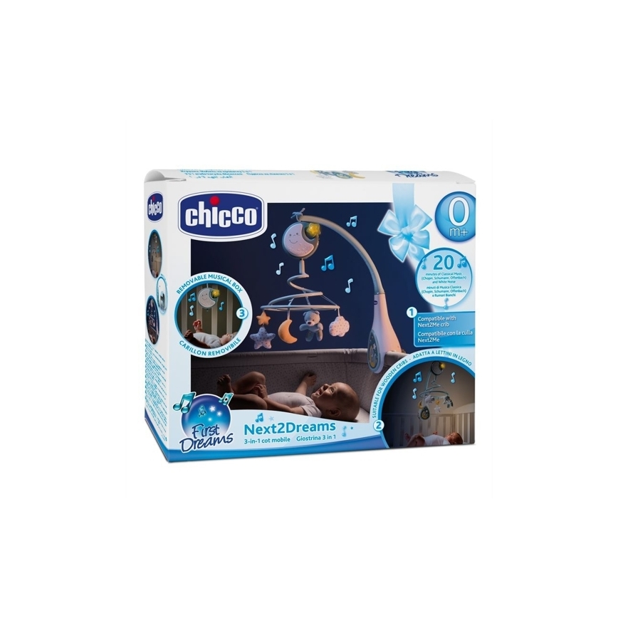 Chicco - Spjälsäng mobil med musik 3i1 NEXT2DREAMS 3xAA blå