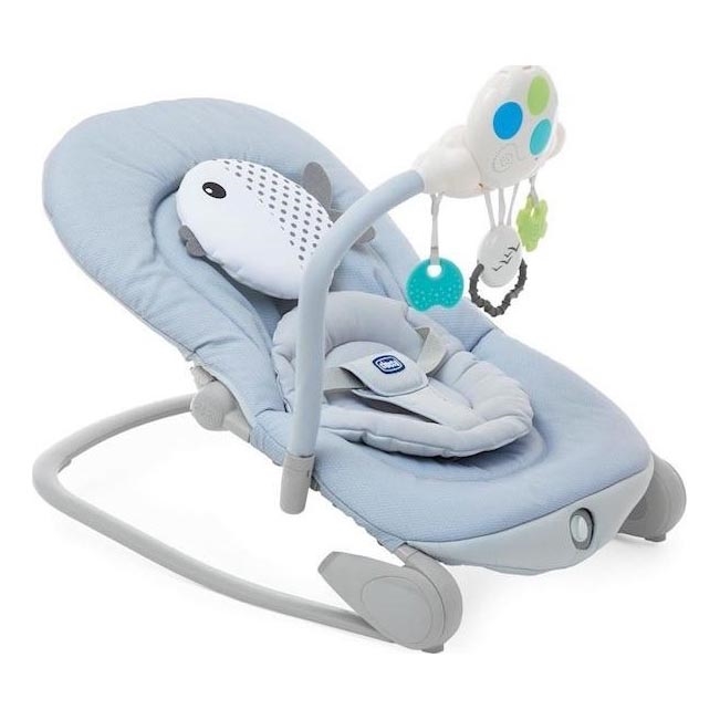 Chicco - Vibrerande babysitter med sång BALLOON Dots 2xAA + 1xLR20 blå