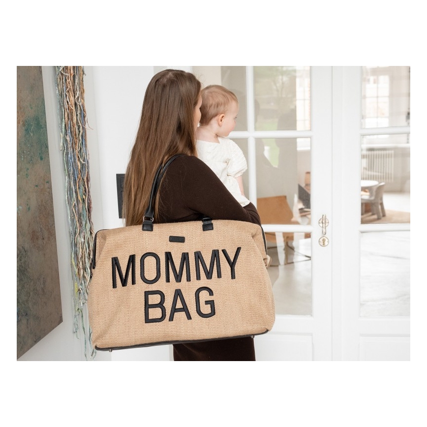 Childhome - Skötväska MOMMY BAG RAFFIA LOOK beige