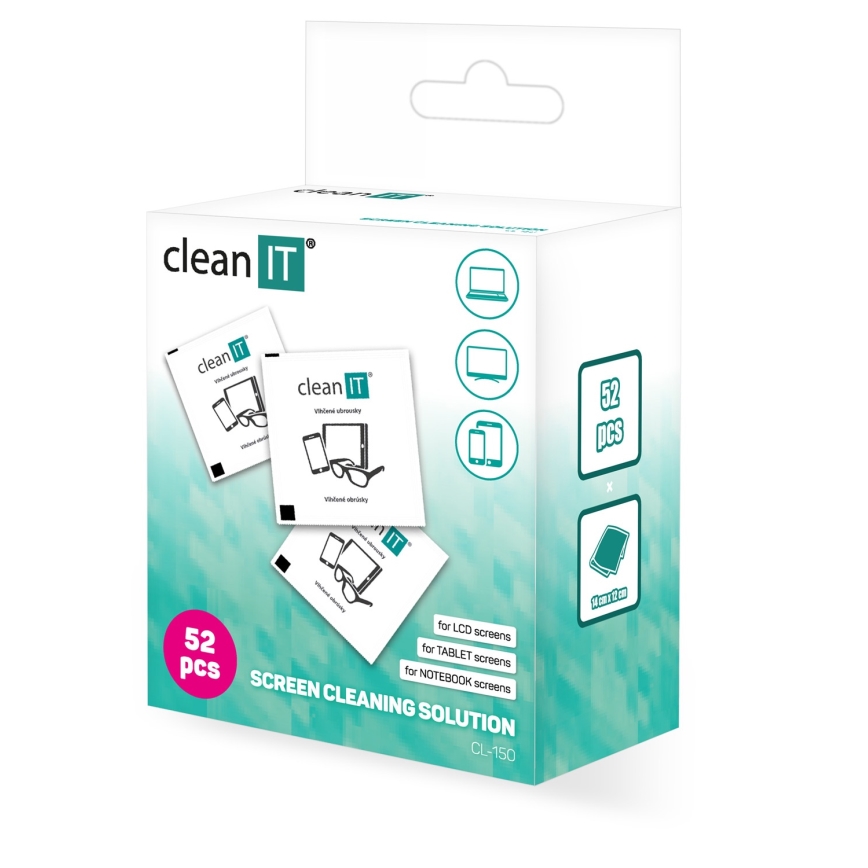 CLEAN IT CL-150 - Individuella våtservetter för städning 52 delar