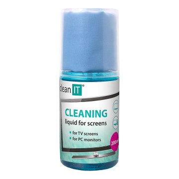 CLEAN IT CL-180 - Rengöringslösning för skärmar med trasa, 200 ml