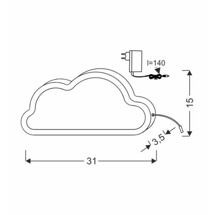 CLOUD LED-bordsbelysning för barn 11W/230V blå