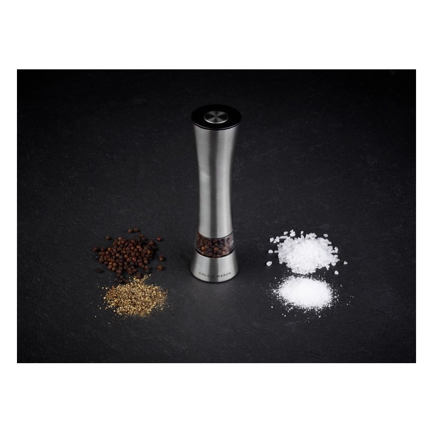 Cole&Mason - Elektrisk salt or pepper grinder BURFORD 4xAAA 18 cm matt krom