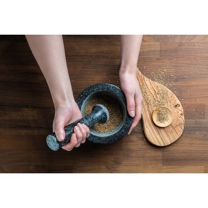 Cole&Mason - Granitmortel med mortelstöt GRANITE diameter 18 cm granite/svart