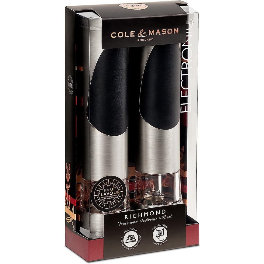 Cole&Mason - Kit of electric salt och pepper grinders RICHMOND 2 delar 6xAAA