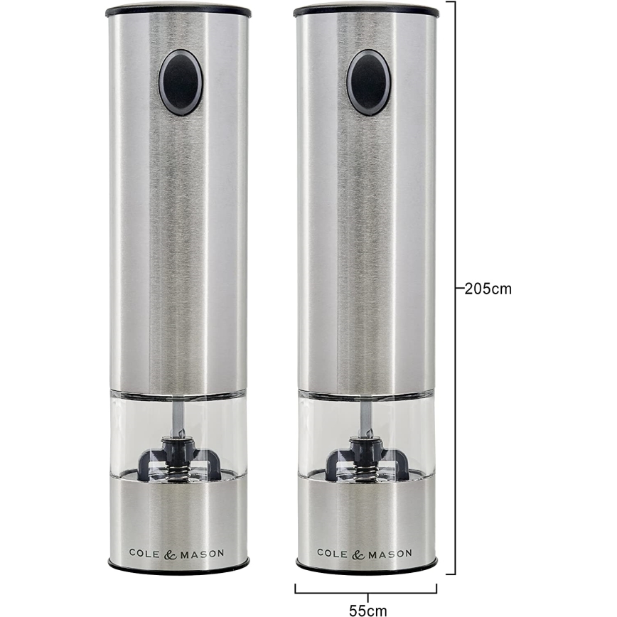 Cole&Mason - Kit of electric spice grinders with backlight BATTERSEA 2 delar 6xAAA