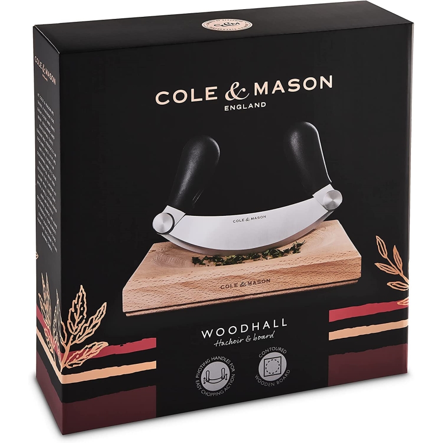 Cole&Mason - Köksskärbräda och vaggkniv 21,5x51,5 cm bok