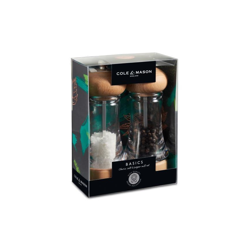 Cole&Mason - Set med saltkvarn och pepparkvarn BASICS 2 delar bok 16 cm