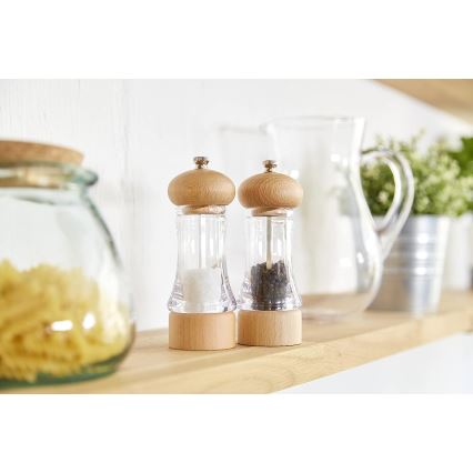 Cole&Mason - Set med saltkvarn och pepparkvarn BEECH 2 delar bok 16,5 cm