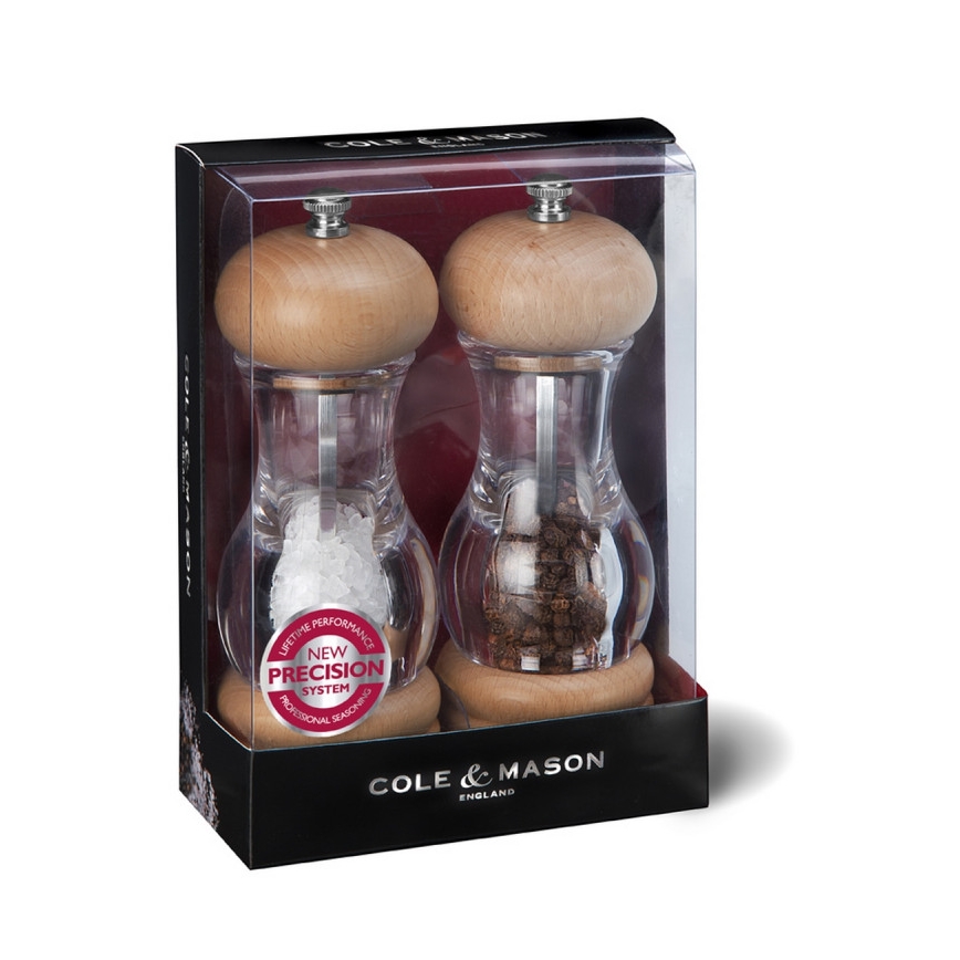 Cole&Mason - Set med saltkvarn och pepparkvarn BEECH 2 delar bok 16,5 cm