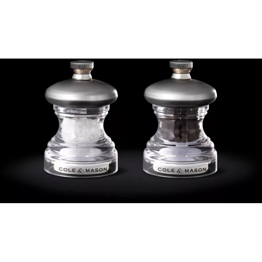 Cole&Mason - Set med saltkvarn och pepparkvarn BUTTON 2 delar 6,5 cm