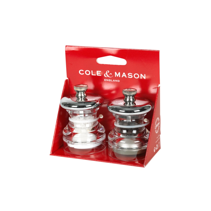 Cole&Mason - Set med saltkvarn och pepparkvarn BUTTON 2 delar 6,5 cm