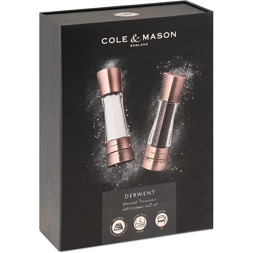 Cole&Mason - Set med saltkvarn och pepparkvarn DERWENT 2 delar 19 cm koppar