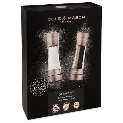 Cole&Mason - Set med saltkvarn och pepparkvarn DERWENT 2 delar 19 cm matt krom