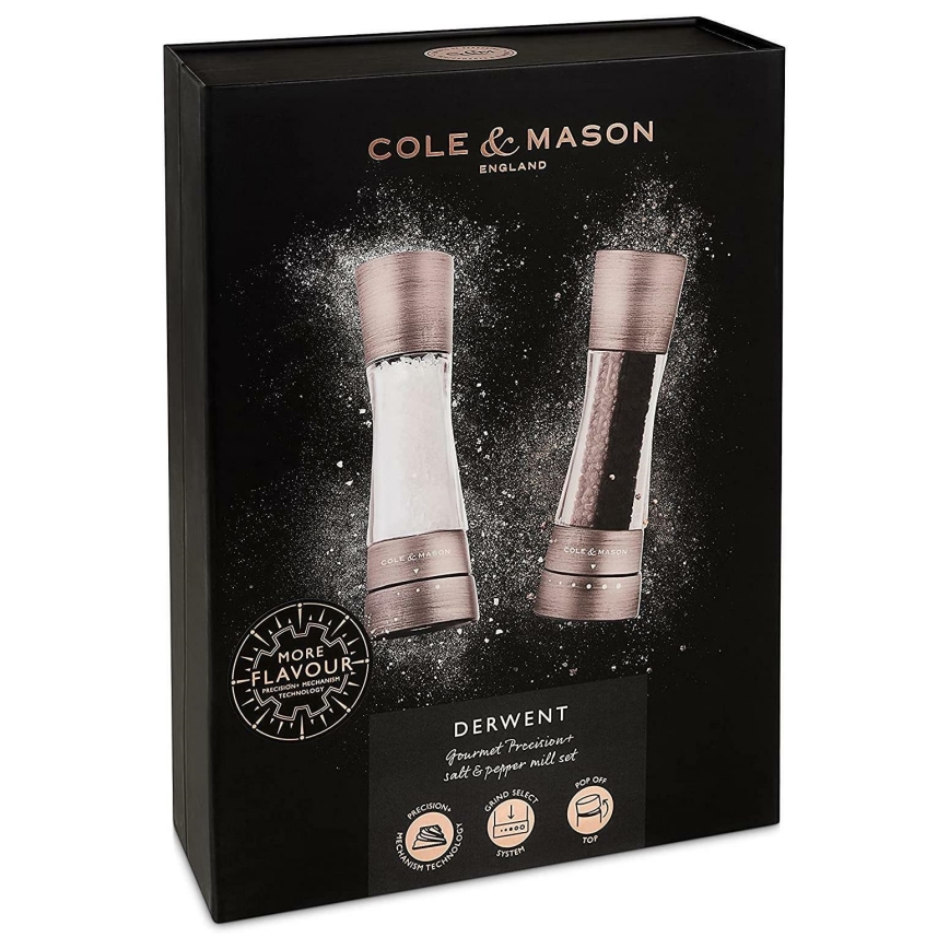 Cole&Mason - Set med saltkvarn och pepparkvarn DERWENT 2 delar 19 cm matt krom