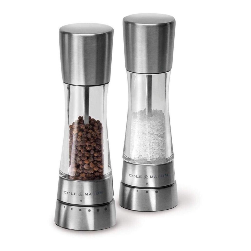 Cole&Mason - Set med saltkvarn och pepparkvarn DERWENT 2 delar 19 cm skinande krom