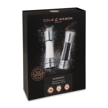 Cole&Mason - Set med saltkvarn och pepparkvarn DERWENT 2 delar 19 cm skinande krom