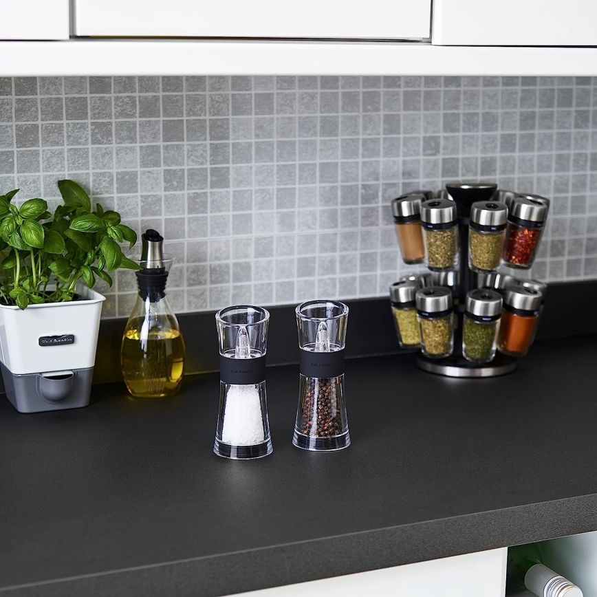 Cole&Mason - Set med saltkvarn och pepparkvarn FLIP 2 delar 15,4 cm svart