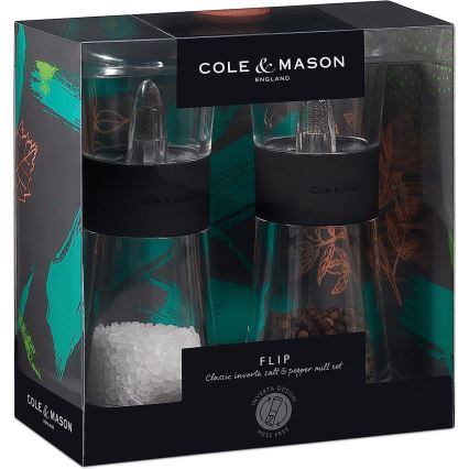 Cole&Mason - Set med saltkvarn och pepparkvarn FLIP 2 delar 15,4 cm svart