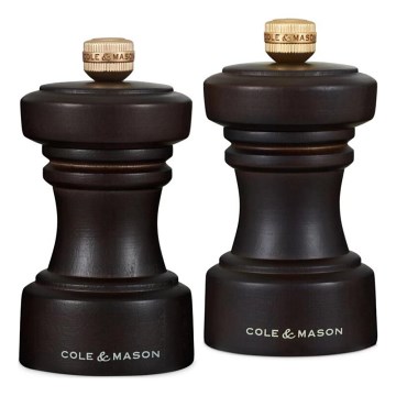 Cole&Mason - Set med saltkvarn och pepparkvarn HOXTON 2 delar 10,4 cm bok/brun