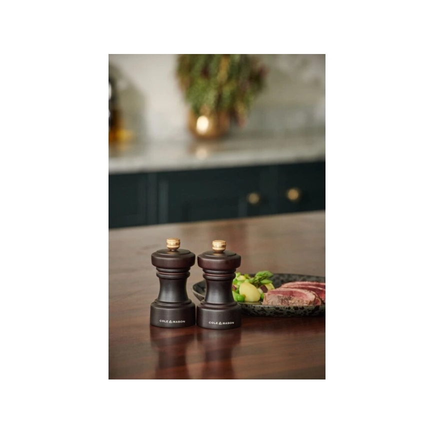 Cole&Mason - Set med saltkvarn och pepparkvarn HOXTON 2 delar 10,4 cm bok/brun