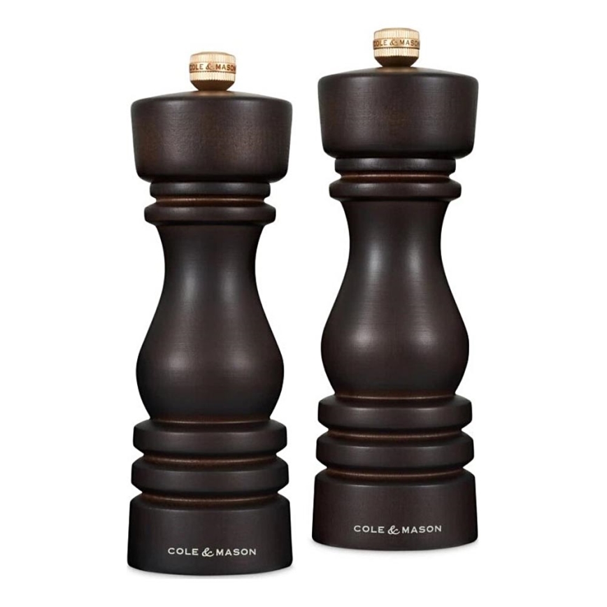 Cole&Mason - Set med saltkvarn och pepparkvarn LONDON 2 delar 18 cm bok/brun