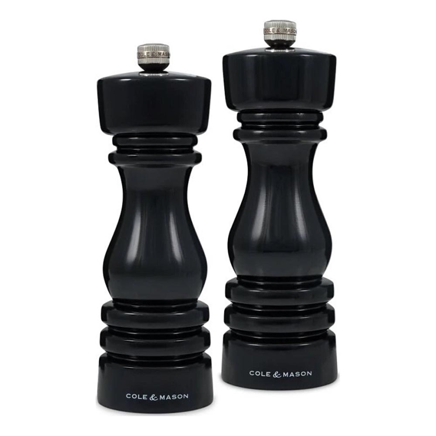 Cole&Mason - Set med saltkvarn och pepparkvarn LONDON 2 delar 18 cm bok/svart