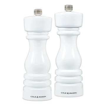 Cole&Mason - Set med saltkvarn och pepparkvarn LONDON 2 delar 18 cm bok/vit