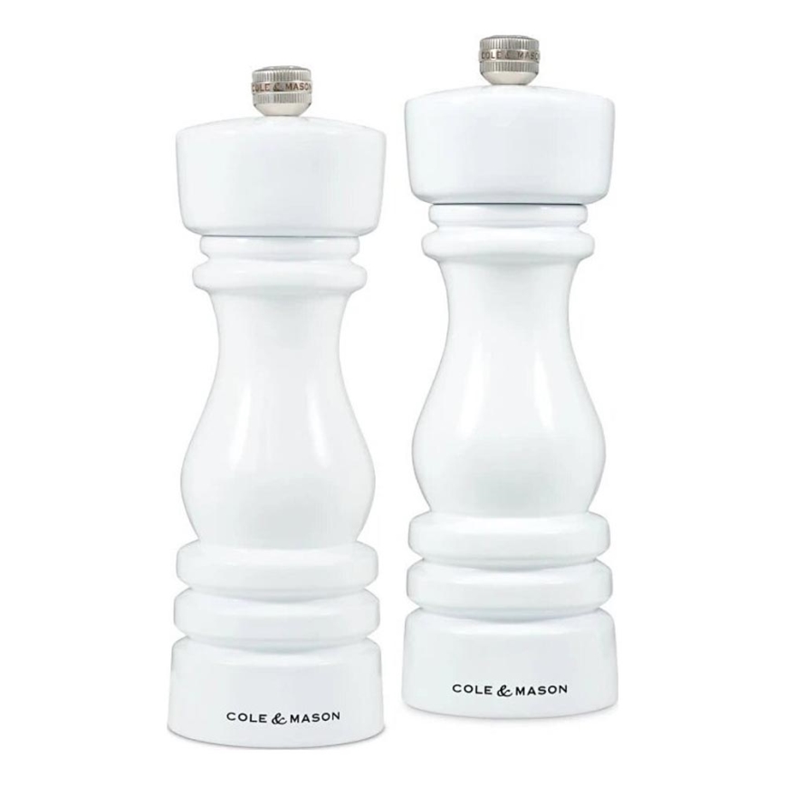 Cole&Mason - Set med saltkvarn och pepparkvarn LONDON 2 delar 18 cm bok/vit