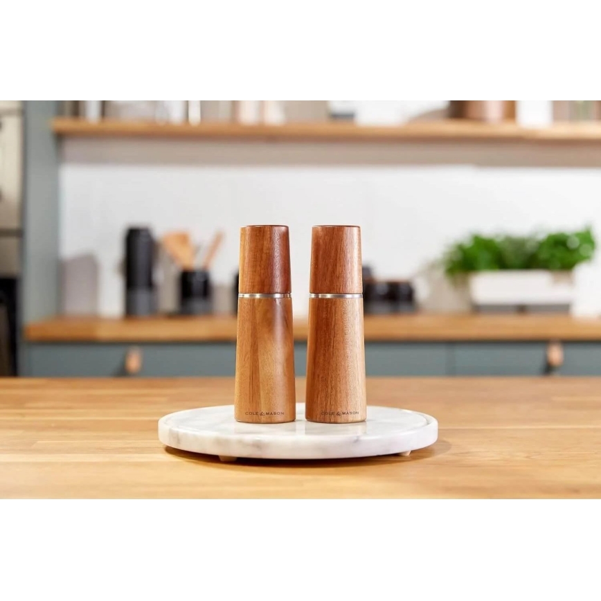 Cole&Mason - Set med saltkvarn och pepparkvarn MARLOW acacia	 2 delar 18,5 cm
